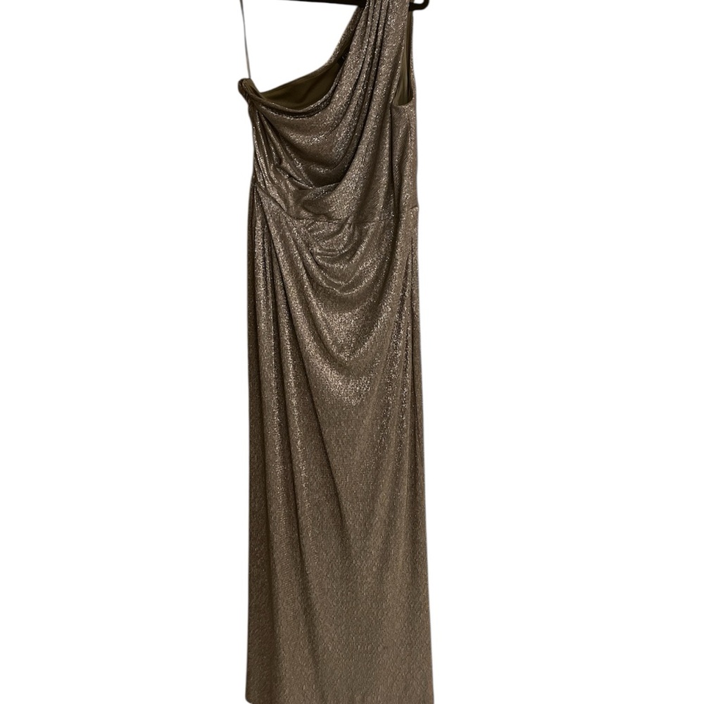 Ralph Lauren One Shoulder Metallic Dress - Bronze
